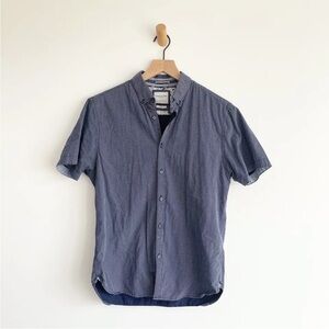 Denim and Flower Ricky Singh Men's Slim Fit Button Down SS Shirt Blue M